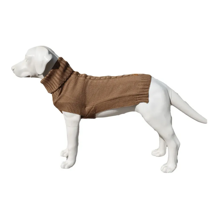 Contemporary Cableknit Jazz Dog Jumper in Camel