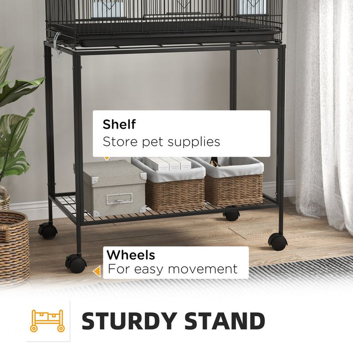 PawHut Two-Tier Bird Cage on Wheels with Stand - Quality Home for Canaries