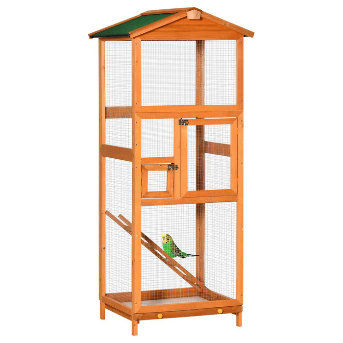 PawHut Wooden Bird Cage Birds Parrot Playing Zone Budgie Canary Parakeet Aviary House New