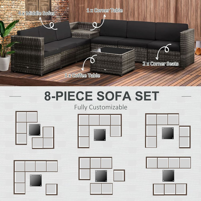 Premium Outsunny 6-Seater Rattan Sofa Set w/ Cushions, Steel Frame - Grey