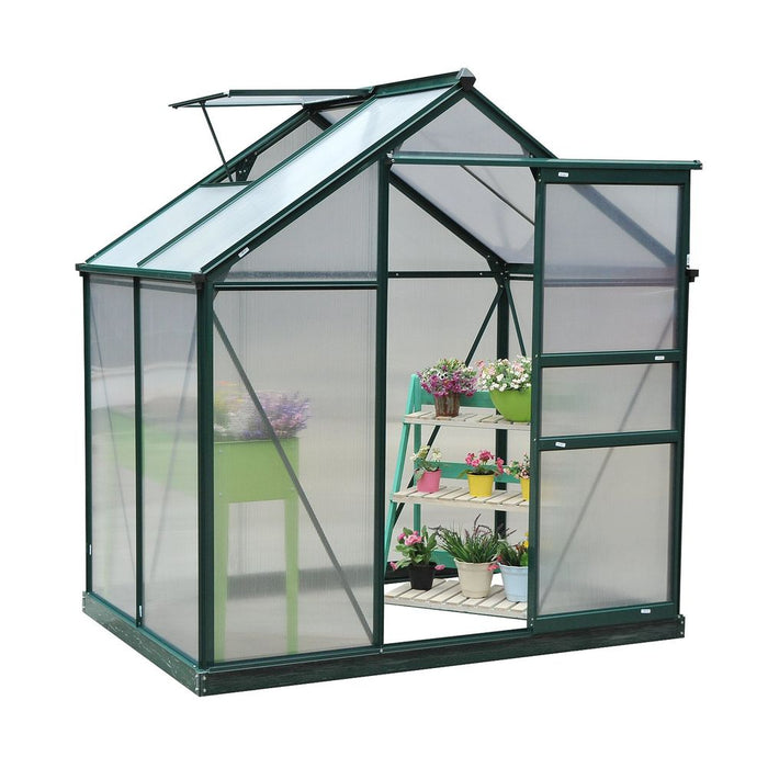 Clear Large Walk-In Greenhouse Garden Plants Grow Galvanized Base, Slide Door