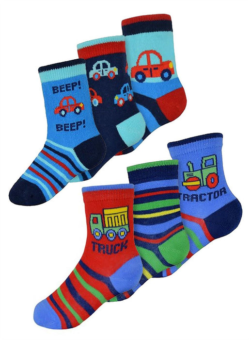 Baby Boys 6 Pack Cars / Trucks Socks