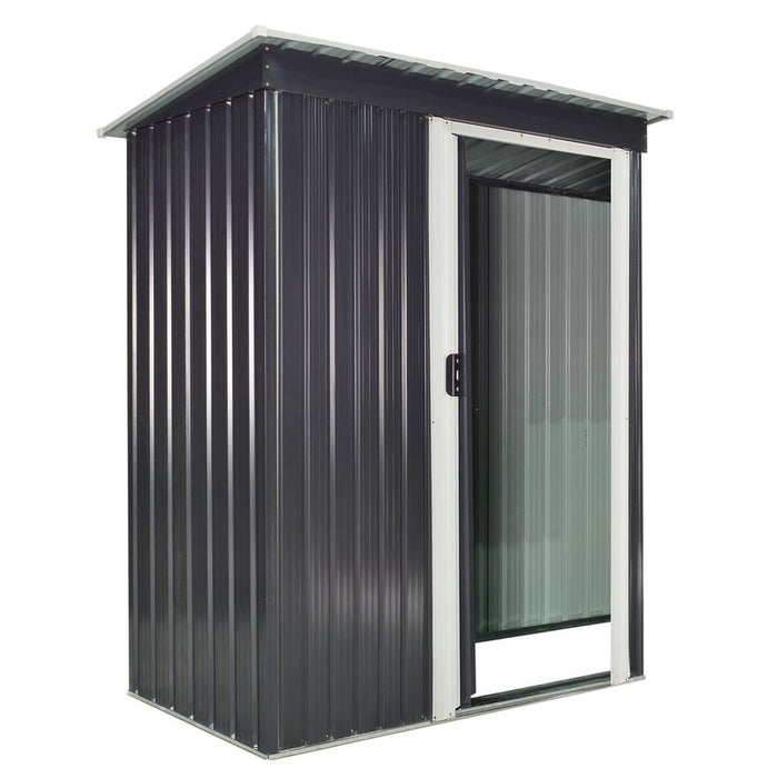 Outsunny 5x3ft Garden Shed Sliding Door Sloped Roof Tool Storage - Best Quality, Durable, Easy Access - Black