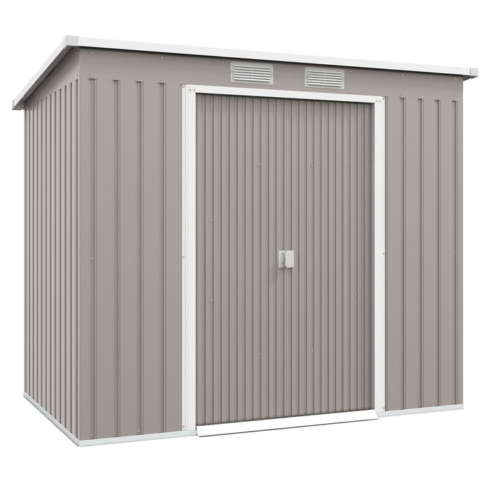 Outsunny 7 x 4ft Metal Garden Storage Shed w/ Double Door & Ventilation Grey