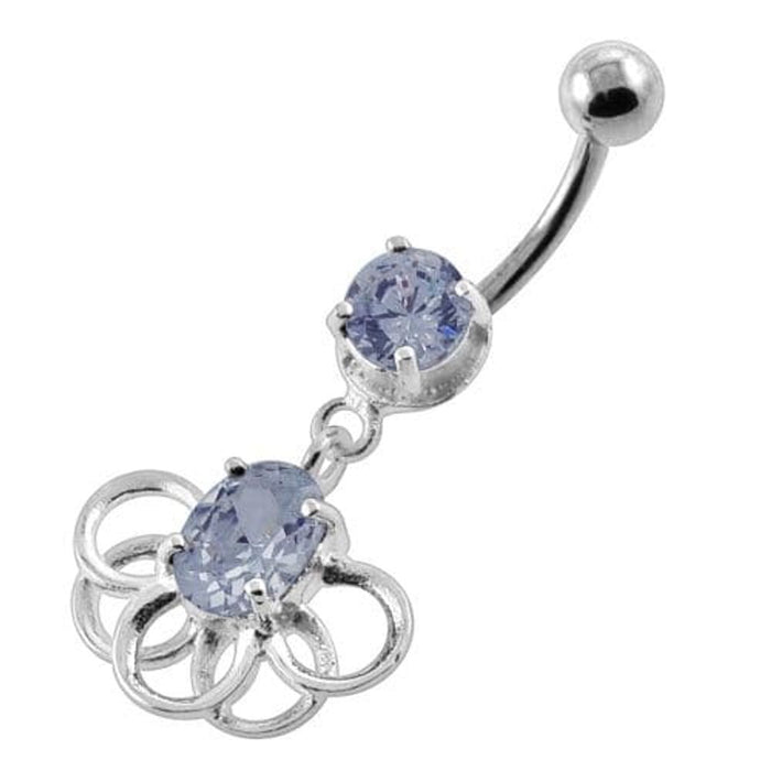 Rings around the Round Stone Navel Belly Button Piercing