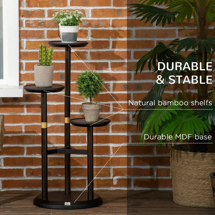 Premium 3-Tier Bamboo Plant Stand - Indoor/Outdoor - Dark Walnut - High Quality