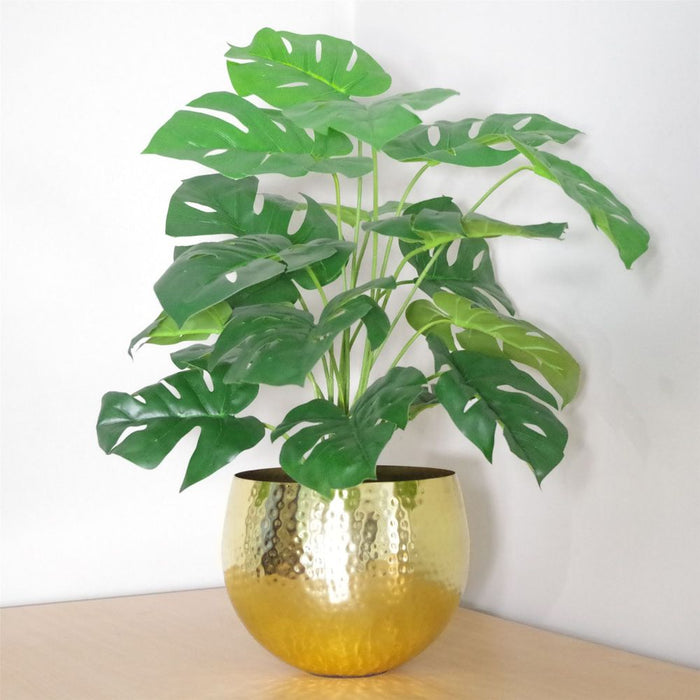 Premium Artificial Monstera Plant - 60cm - Golden Metal Planter - High-Quality & Stylish Design