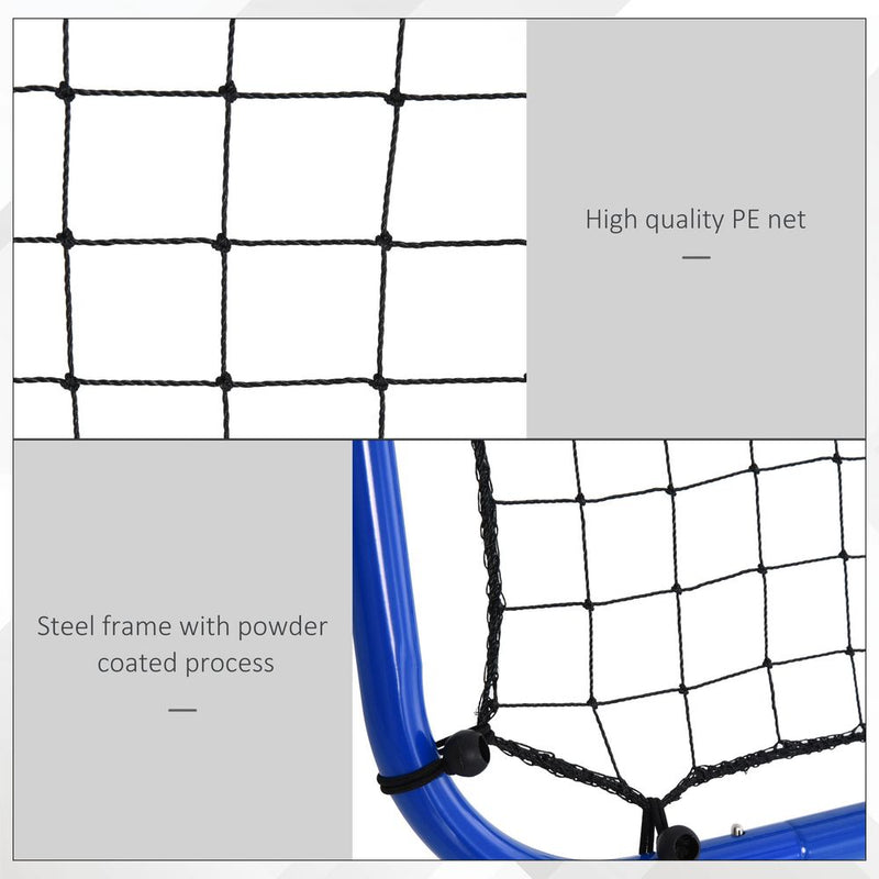 HOMCOM Double Sided Football Rebounder Net, Football Rebound Net Target Goal with 5 Adjustable Angles, Garden Football Training Equipment for Youth, Blue