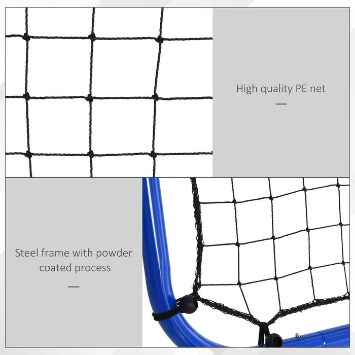 HOMCOM Double Sided Football Rebounder Net, Football Rebound Net Target Goal with 5 Adjustable Angles, Garden Football Training Equipment for Youth, Blue