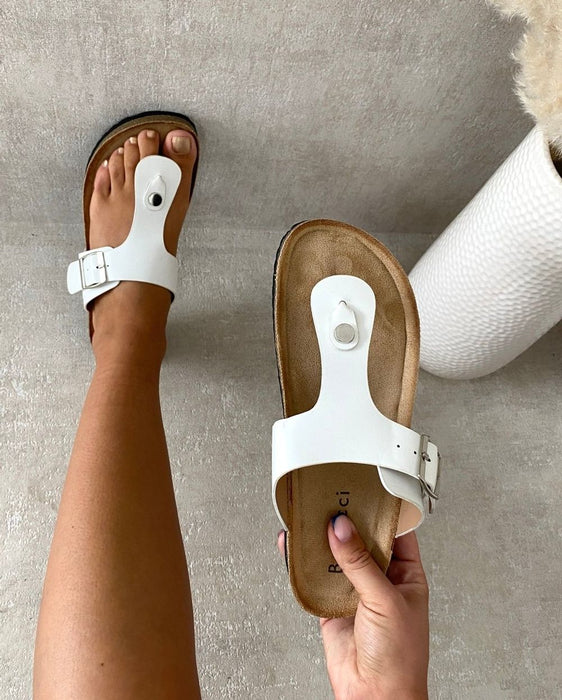 Elegant Dayana T-strap Slip On Flat Thong Sandals