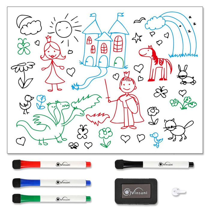 Premium Vinsani Magnetic Whiteboard 450x600 + 4 Markers & Eraser