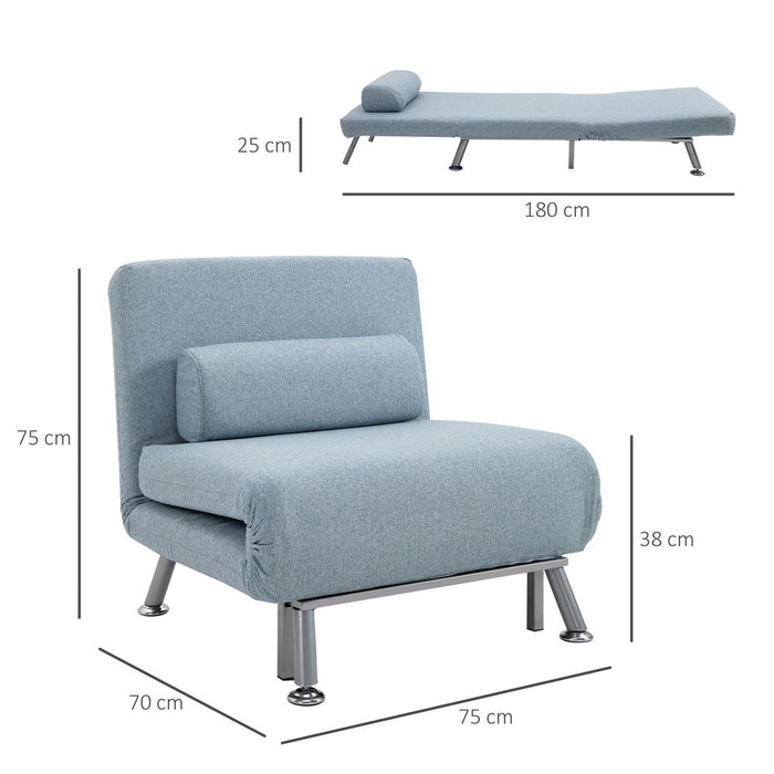 Portable 5 Position Convertible Sleeper Chair Sofa Bed