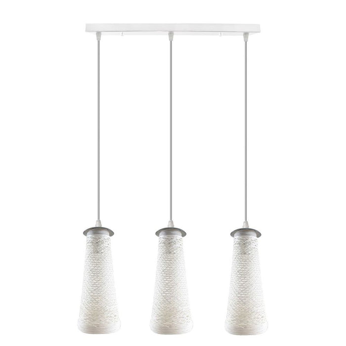 3 Head Rectangle Base Handmade White Woven Twine Shade Ceiling Pendant Light Shade