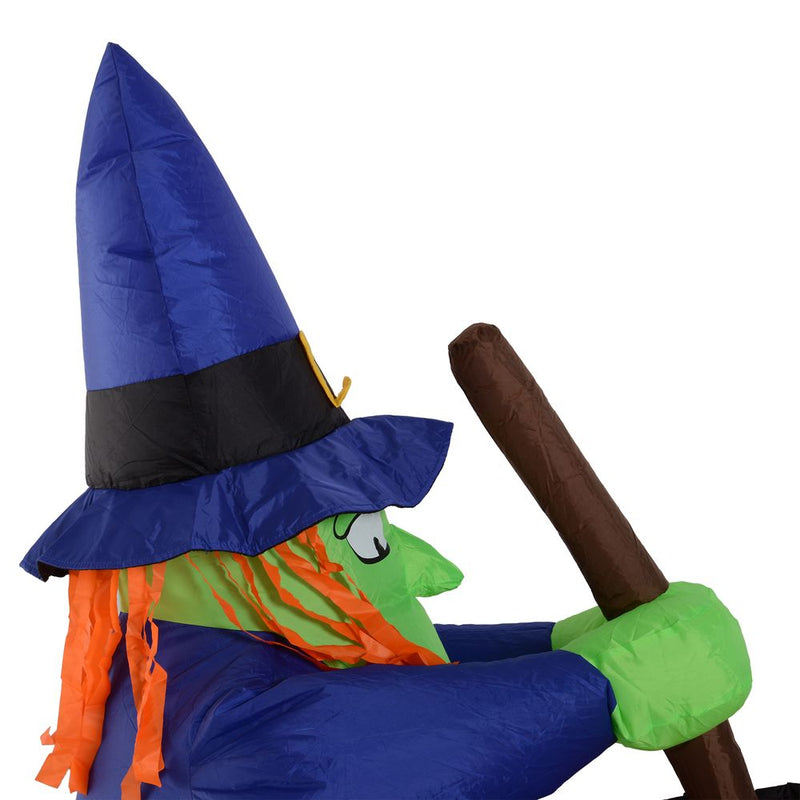 1.8m Inflatable Halloween Lawn Deco with LED Witches Around A Black Cauldron