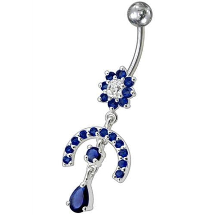 Fancy Studded Jeweled Dangling Navel Ring