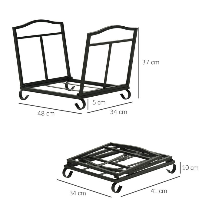 Foldable Outdoor Firewood Log Rack Holder with Scrolls - Best Quality, Up to 50kg Capacity