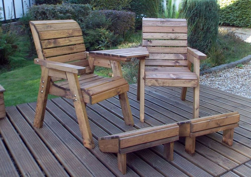 Premium Deluxe Lounger Set - Angled Center Tray, Footstalls - High-Quality, Hand-Finished, Sustainable Wood