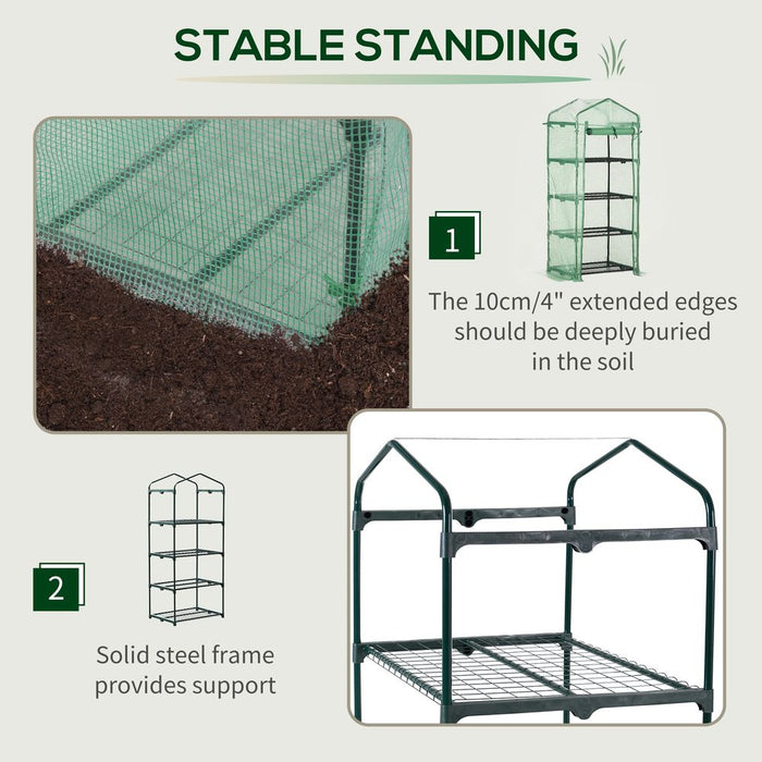 4-Tier Portable Greenhouse: Protect & Grow Plants, Steel Frame w/ PE Cover, Outsunny