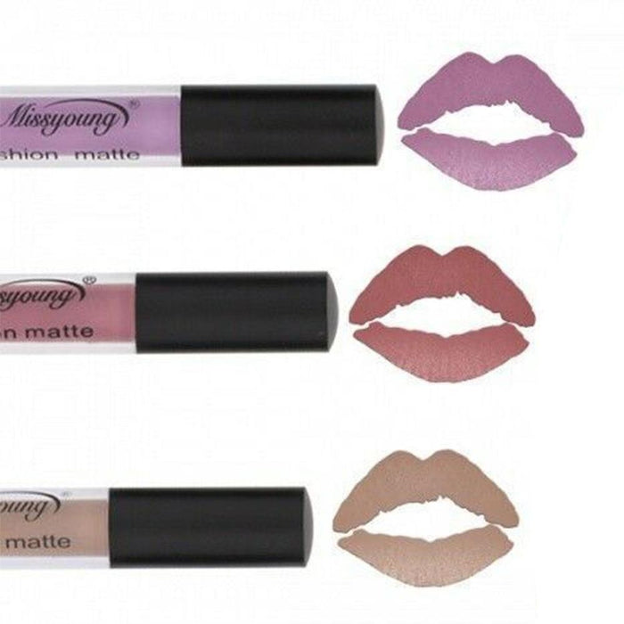 3x Nude Waterproof Matte Lipstick Set - Long-Lasting Beauty Lip Gloss [Impressive Shades]