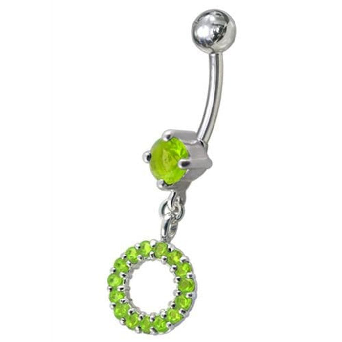 Fancy Multi Jeweled Dangling Navel Belly Ring Body Jewelry