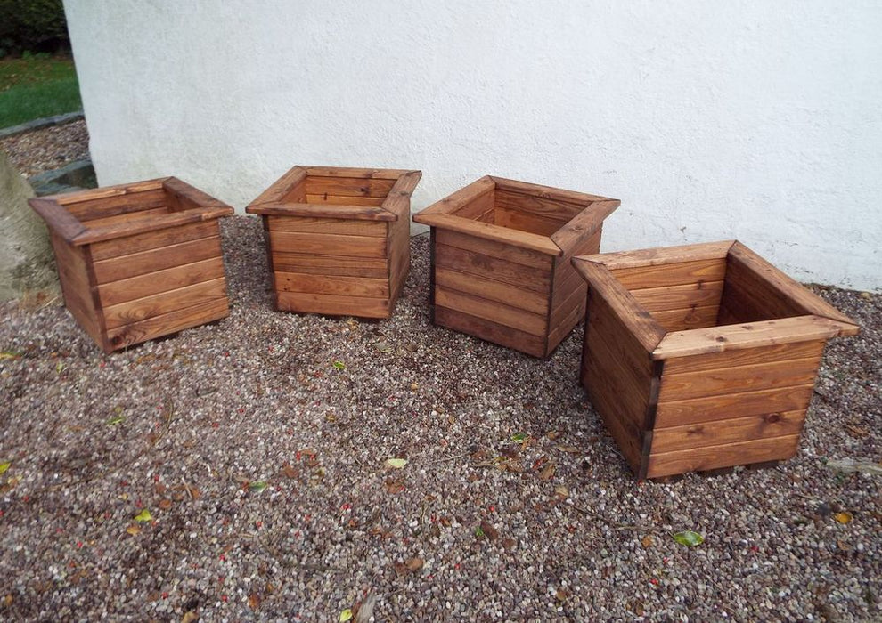 Large Square Planter - Premium Wood Construction | Drainage | Hand-Finished | 46L Volume | Made in Britain | Rustproof Bolting