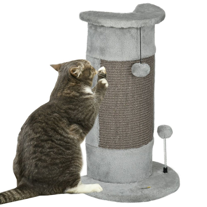 Premium 58cm Corner Cat Scratching Post - Plush, Sisal Rope, Toy Balls. Easy Assembly!