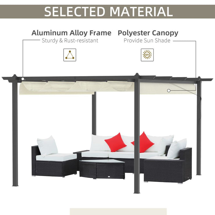 Premium Aluminum Pergola Gazebo - Retractable Roof Canopy, Cream White - Strong, Adjustable & Stylish