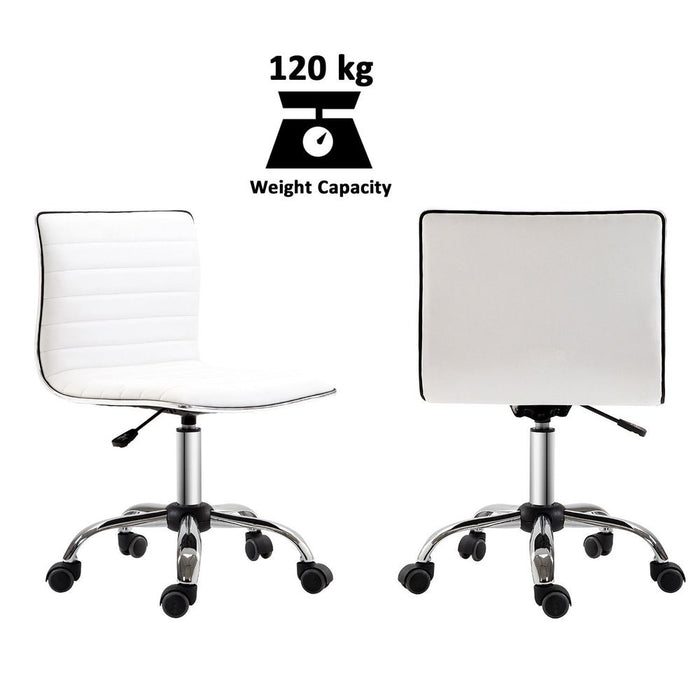 Armless Mid-Back Adjustable Office Chair  360 Swivel Ergonomic White HOMCOM