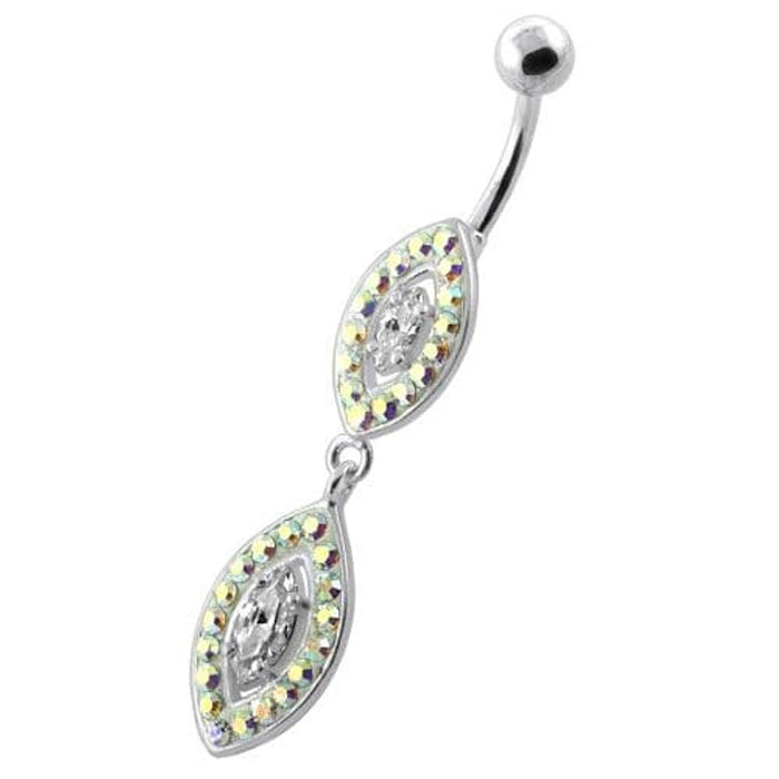 Multi Jeweled Twin Oval belly bar