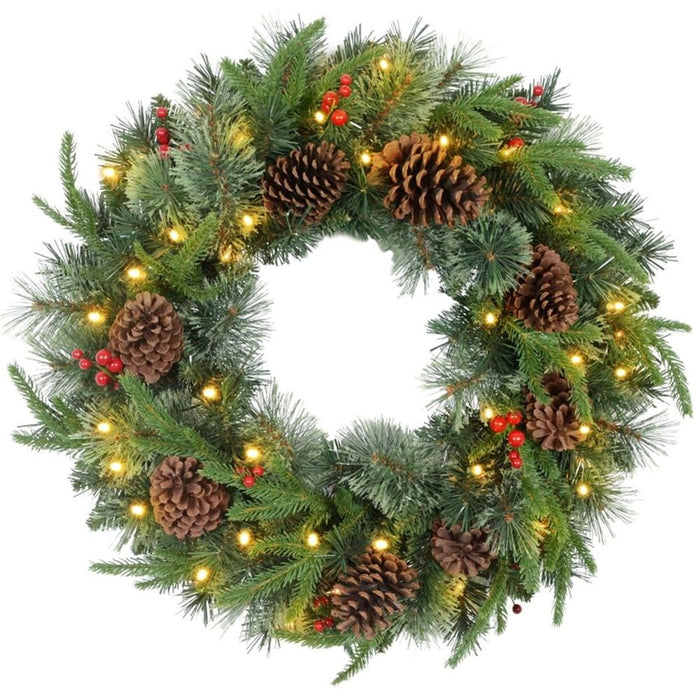 Christmas Wreath Green Warm White with 50 warm white LED lights