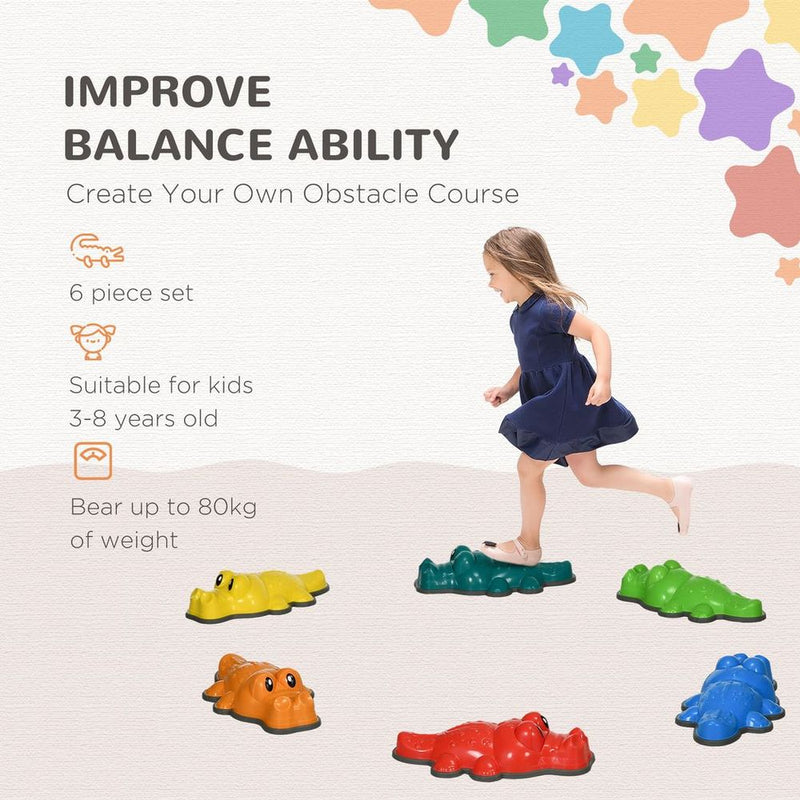 ZONEKIZ 6PCs Kids Kids Stepping Stones w/ Anti-Slip Edge, Indoor and Outdoor