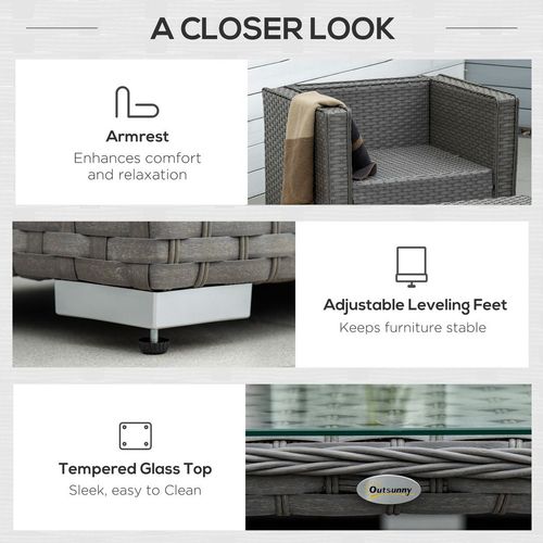 Rattan Set, 6 PC-Grey