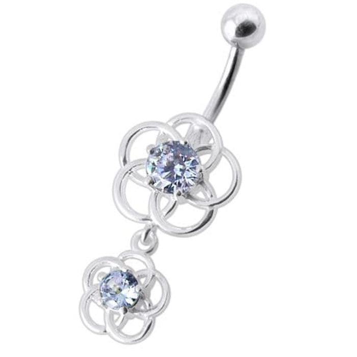 Fancy Classic Dangling Curved Navel Ring Body Jewelry