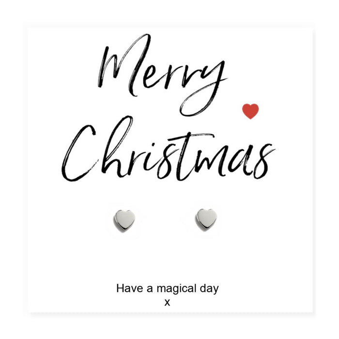 Heart Stud Earrings & Merry Christmas Card