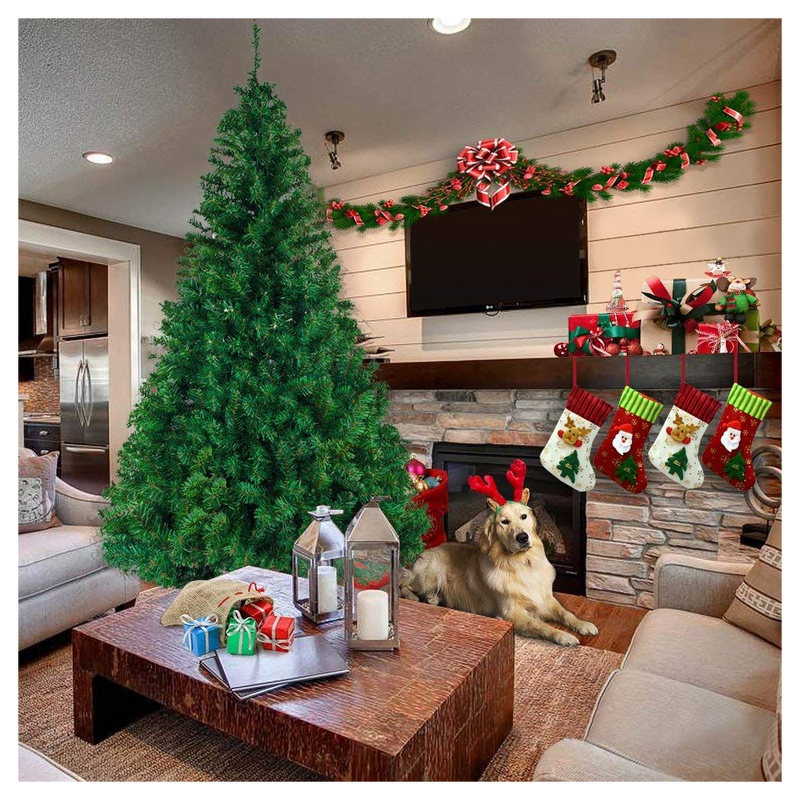 7ft 1100 Branch Christmas Tree | Artificial PVC | Metal Base | Green