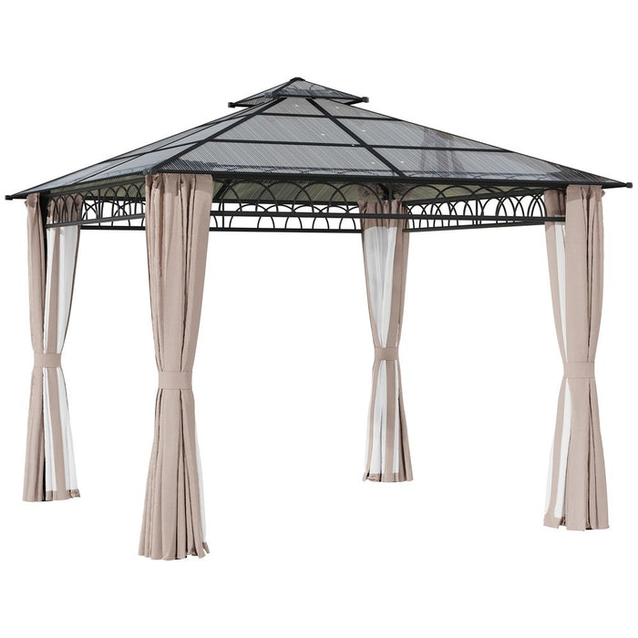 Premium 3x3m Polycarbonate Gazebo with Nettings & Curtains - Ideal for Parties & Outdoor Events