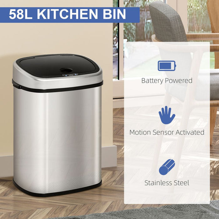 Ultimate Sensor Bin, Stainless Steel, 58L - Advanced Infrared Technology for a Touchless and Hygienic Experience