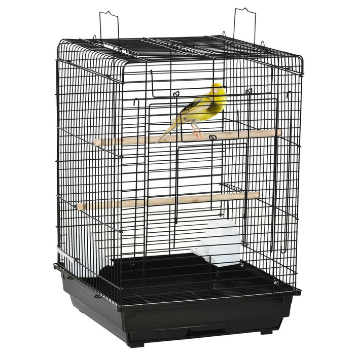 PawHut 59cm Bird Cage with Openable Top, Stand, Tray, Handles, Feeding Bowls