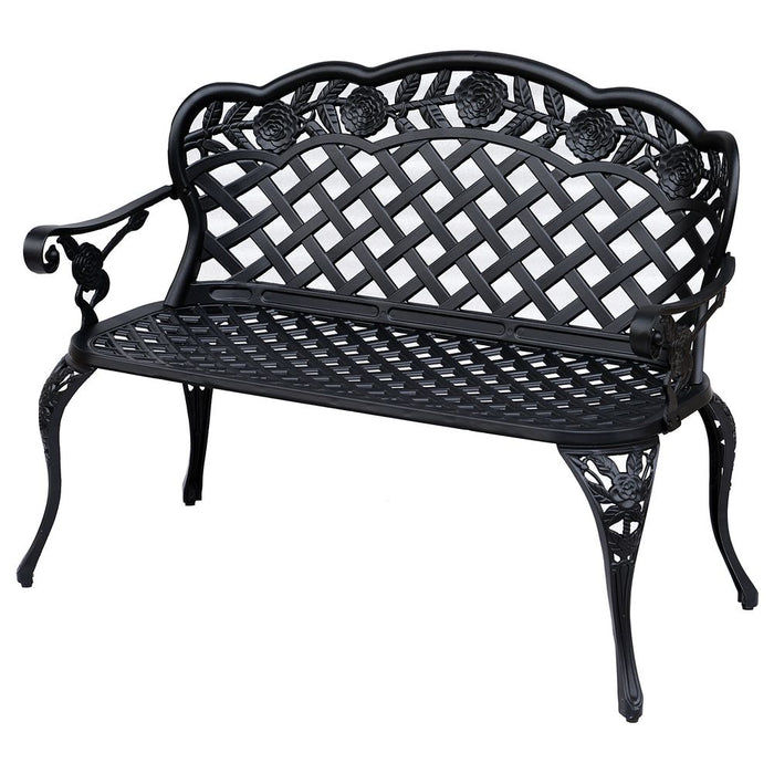 Garden Bench, Cast Aluminium, 107Lx58Wx85H cm-Black