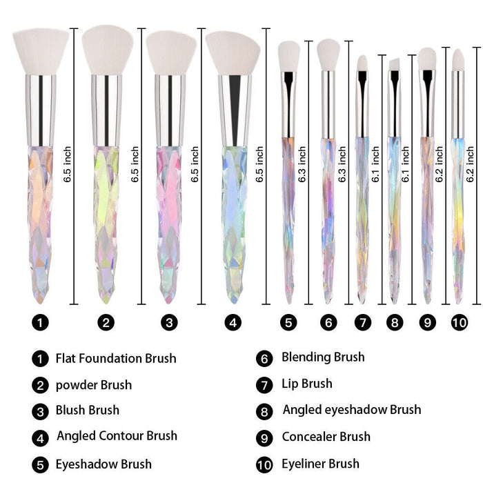 10Pcs Make up Brushes Set Cosmetic Kabuki Eyeshadow Makeup Foundation Brush Kit