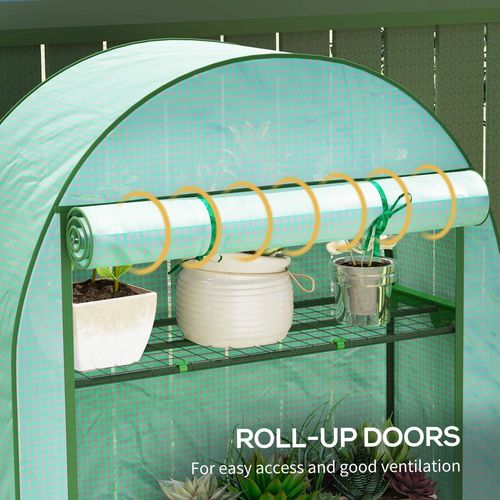 Outsunny 4 Tier Mini Greenhouse with Reinforced PE Cover, Green