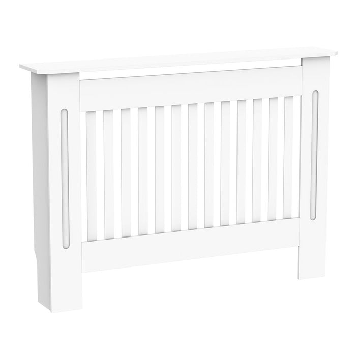 HOMCOM Slatted Radiator Cover Painted Cabinet MDF Lined Grill in White (112L x 19W x 81H cm)