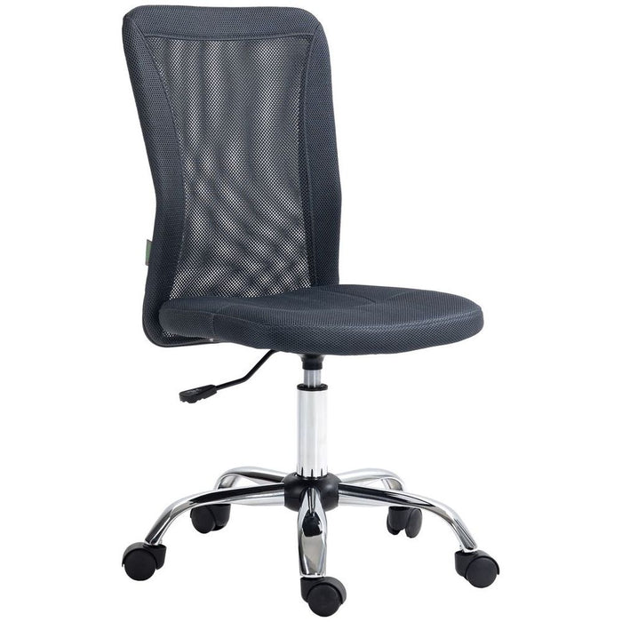 Premium Vinsetto Dark Grey Office Chair: Adjustable Height, Armless, Mesh Back, Wheels - Ultimate Comfort & Efficiency