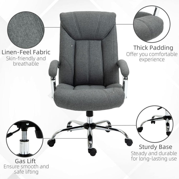 Premium High Back Home Office Chair - Armrest, Swivel Wheels, Grey-Professional Quality