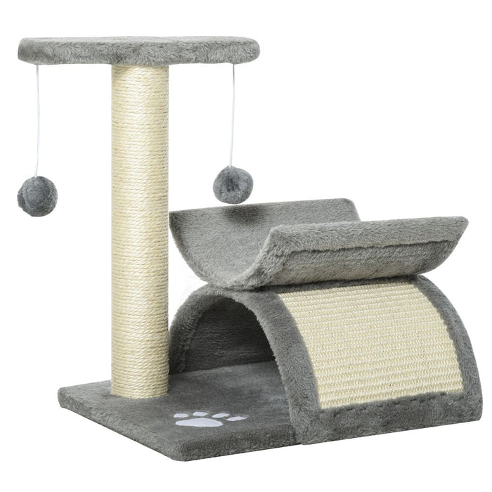 Cat Tree Plush Scratcher Activity Play Center Tunnel Dangling Ball