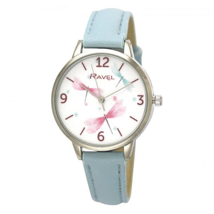 Ravel Ladies Dragonfly Leather Strap Watch - Blue RF011.6