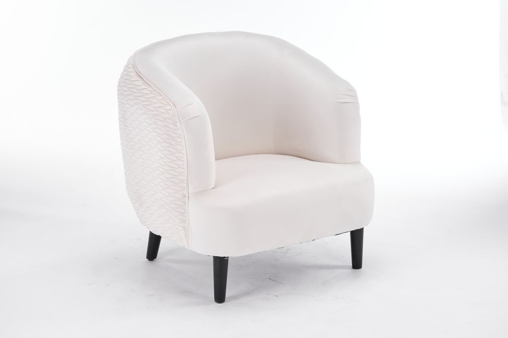 Premium Cream Velvet Arm Chair - 77CM - High Quality - Stylish & Modern - Ideal for Home & Office