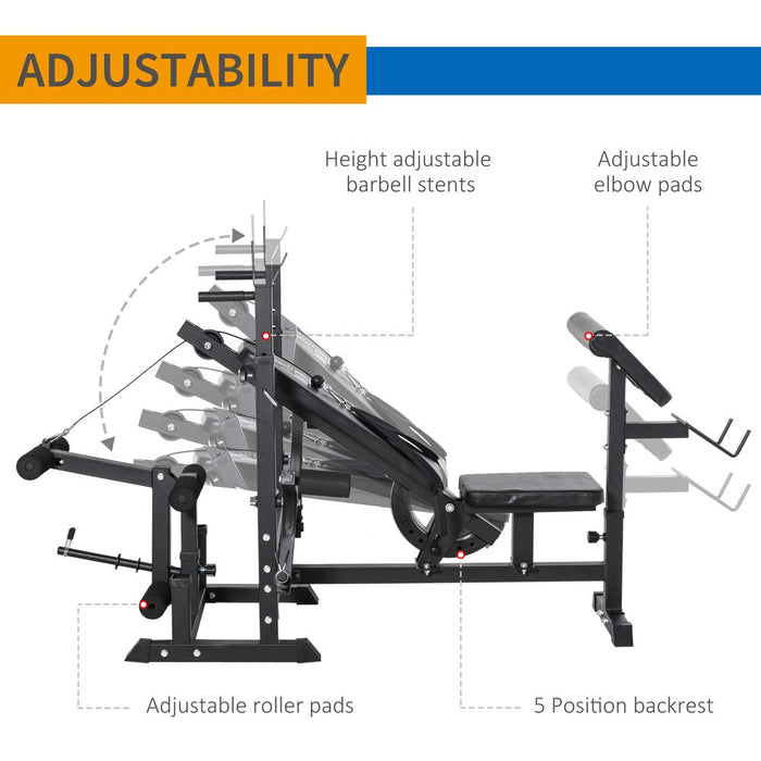 HOMCOM Multi-Exercise Weight Bench: Full-Body + Bench Press + Leg Extension