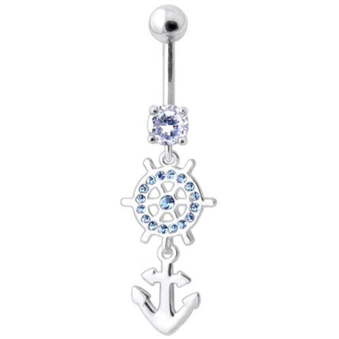 Ship Helm with Anchor Navel Belly Ring