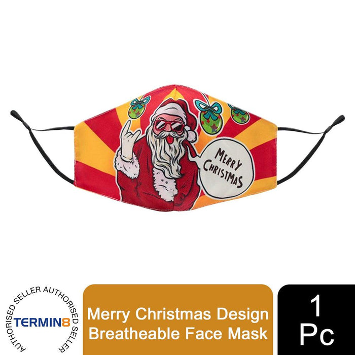 Termin8 Unisex Face Mask Printed Christmas Design, Lightweight & Breathable